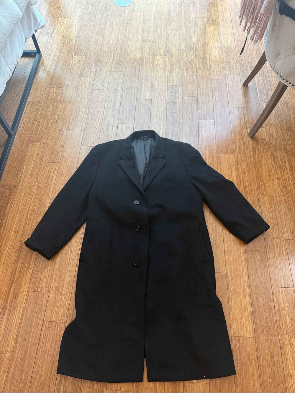 Classic Black Men’s Wool Blend Overcoat